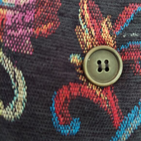 TOG Shop Blazer Petite Large Jacquard Floral Tapestry Jacket Black Colorful - Picture 3 of 12